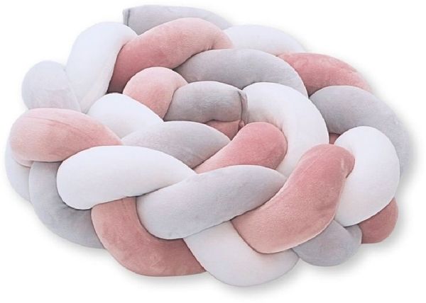 LuMali Nestchenschlange Bettschlange geflochten 210cm Nestchen Bettumrandung Babybett Zopf, Stillkissen Seitenschläfer Velour weich hypoallergen Pastellfarben