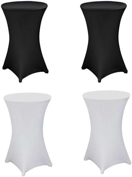 2x Schwarz Weiß Julido Stehtischhusse Husse Stehtisch Ø60cm Stretch Bistrotisch