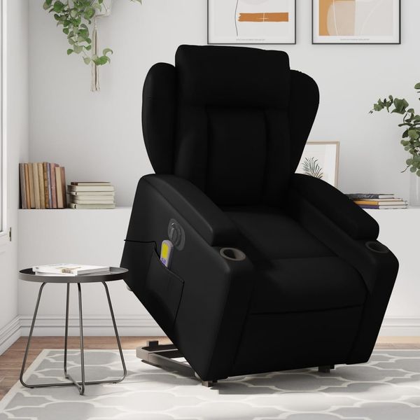 vidaXL Massagesessel mit Aufstehhilfe Elektrisch Schwarz Kunstleder 3204565