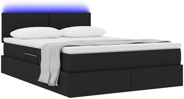vidaXL Bett mit Stauraum und LED mit LED Schwarz 140 x 200 cm Stoff 3371087 Bild 3
