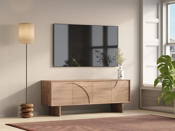 Vente-unique - BERLAMA TV unit Holz, PlatteHolz, Platte Beige - B 40 cm x H 60 cm x L 160 cm