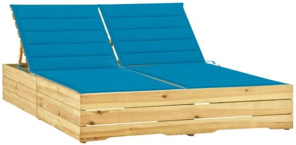 vidaXL Doppel-Sonnenliege mit Blauen Auflagen Kiefer Imprägniert 3065973