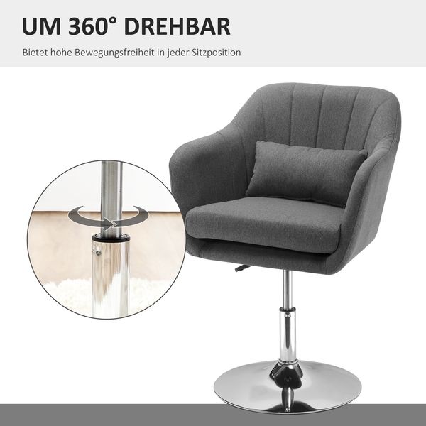 Drehstuhl aus Polyester, höhenverstellbar & 360° drehbar, 60x60x79-91 cm, Dunkelgrau Bild 6