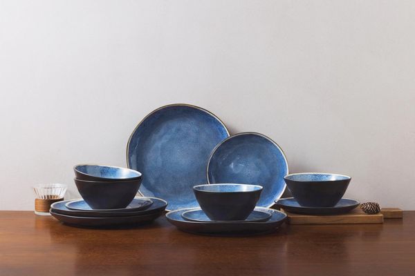 OTTO home Tafelservice Teller Set, Service Allden (12-tlg), 4 Personen, Steinzeug, Teller Set, jedes Stück ein Unikat, 12 Teile, für 4 Personen