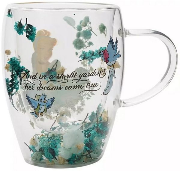 Disney Glas Designer 3D Glas Cinderella Pastell mit echten Blumen & effekt, 1-tlg.