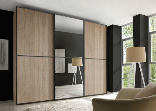 STAUD Schwebetürenschrank Sinfonie Plus, edles Design in hochwertiger Qualität, Made in Germany Mit Spiegeltüre und vier verschiedenen Ausstattungsvarianten