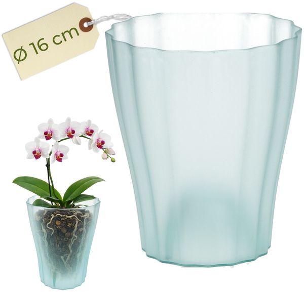 GarPet Blumentopf Orchideentopf Blumen Orchideen Übertopf transparent durchsichtig