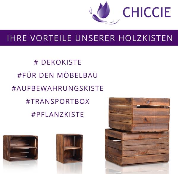 CHICCIE 3 Set Holzkiste im Vintage Look - 50x40cm Geflammt Dunkel Bild 4