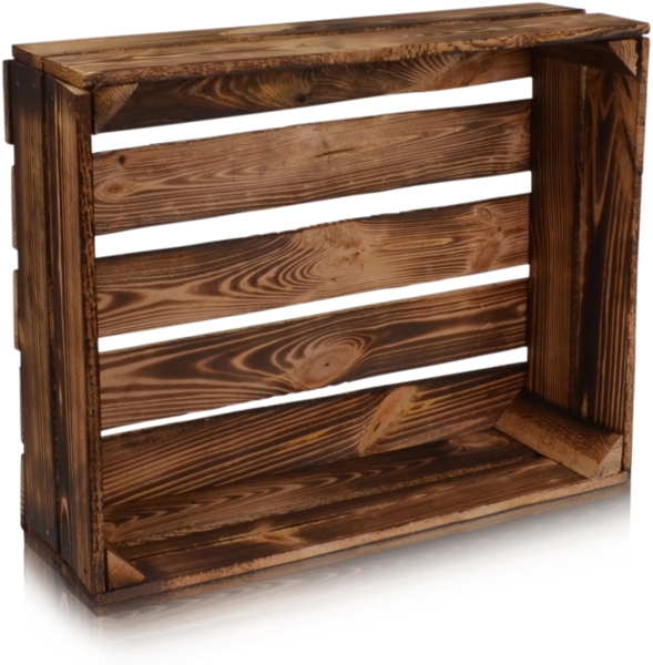 CHICCIE 3 Set Holzkiste im Vintage Look - 50x40cm Geflammt Dunkel Bild 5