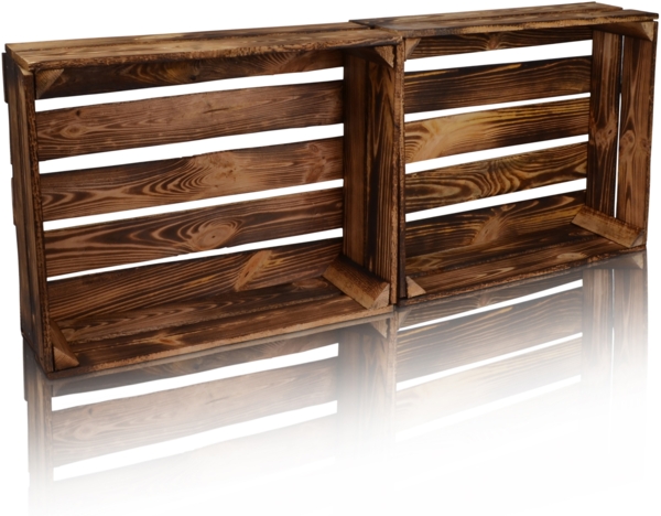 CHICCIE 3 Set Holzkiste im Vintage Look - 50x40cm Geflammt Dunkel Bild 3