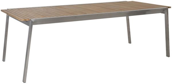 Gartenesstisch Naos aus Teak und Edelstahl, modern, silber, ausziehbar für 8–10 Personen