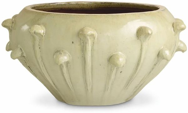 Casa Padrino Luxus Barock Keramik Blumentopf Antik Sandfarben Ø 89 x H. 45 cm