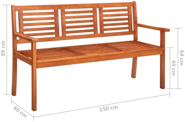 vidaXL 3-Sitzer-Gartenbank mit Auflage 150 cm Massivholz Eukalyptus 3061010 Bild 10