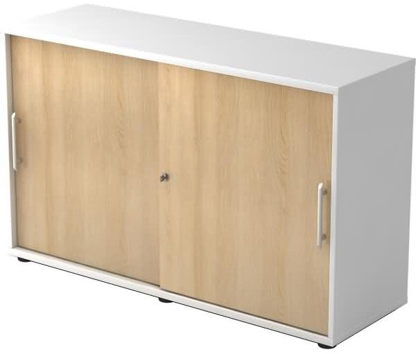 Schiebetürschrank 2OH 120cm RE Weiß / Eiche