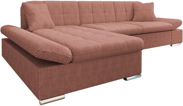 'Malwi' Ecksofa Cord, Rosa, 76 x 161 x 278 cm, Links