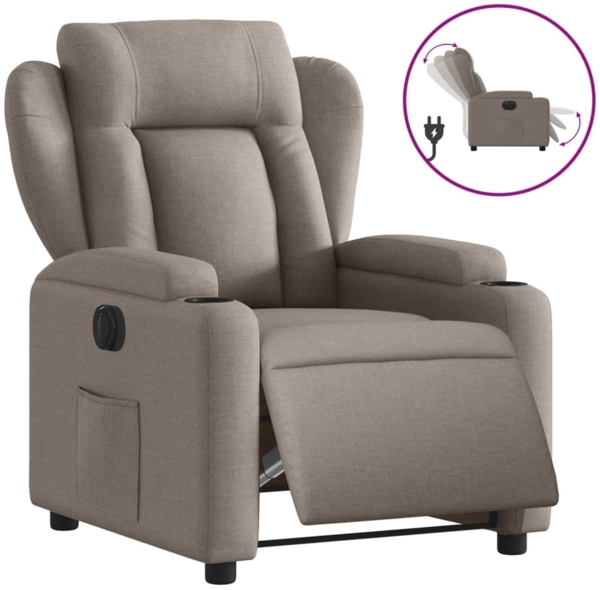 vidaXL Relaxsessel Elektrisch Taupe Stoff 3204466