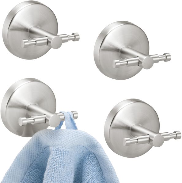 Bad-Serie PIAZZA - Handtuchhaken 4er Set, aus Edelstahl matt