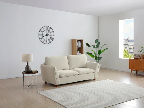 Vente-unique - MENARDIA Sofa Stoff Weiß - B 89 cm x H 92 cm x L 207 cm