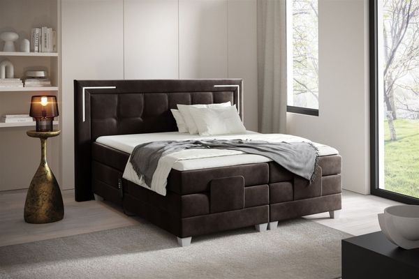 Boxspringbett Elektrisch Bett DORES 180x200cm in Stoff Fresh Dunkelbraun