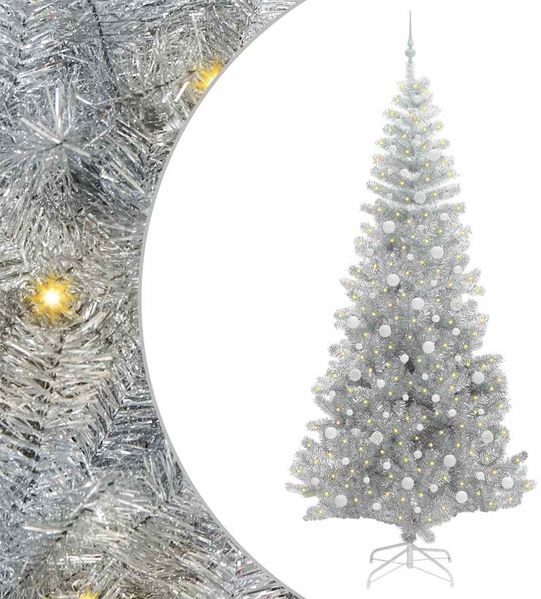 vidaXL Weihnachtsbaum mit 300 LEDs mit Ständer Silber 240 cm PET 3396695 Bild 2