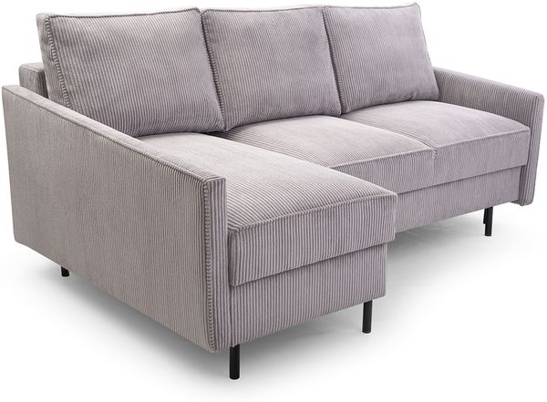 AX LIVING Ecksofa grau Romanii 3sitzer mit Schlaffunktion 220 cm breit L Bild 4