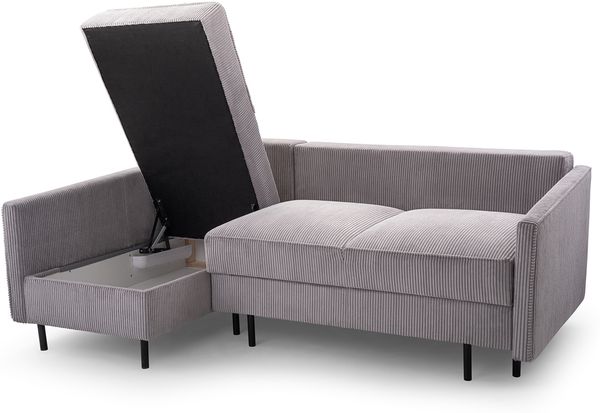 AX LIVING Ecksofa grau Romanii 3sitzer mit Schlaffunktion 220 cm breit L Bild 7