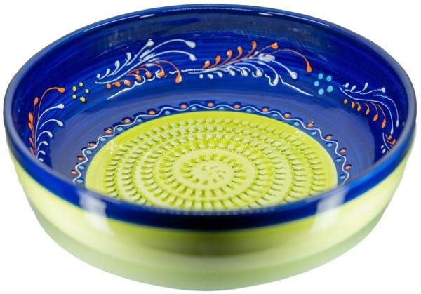 Kaladia Multireibe Kleine Reibeschüssel in Grün/Grün & Blau, Keramik, handbemalte Küchenreibe - Made in Spain