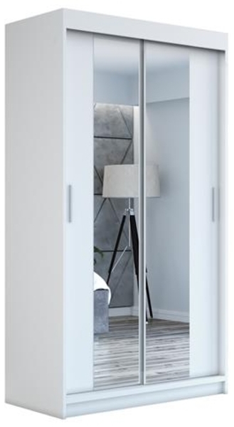 Schwebetrenschrank NEO 2-trig Schrank 120 cm (mit Spiegel) Farbe: Wei