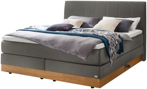Pedrosa Boxspringbett grau Eiche Massivholz 215cm x 183cm x 115cm