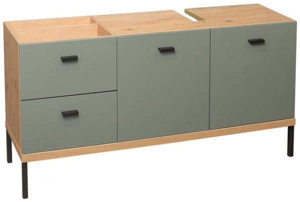 Waschbeckenunterschrank >Coco< in Asteiche Dekor / pine green - 119x63x38 (BxHxT)