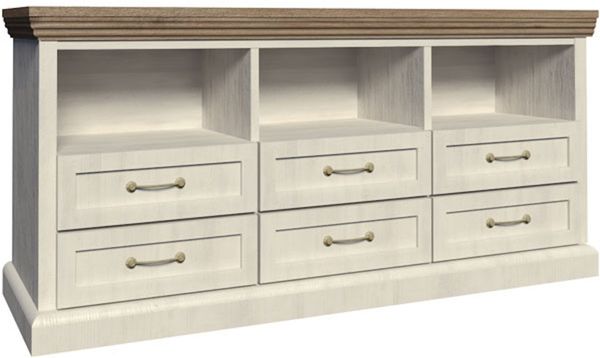Schubladenkommode Royal Sideboard 127cm Pinie skandinavisch weiß Wildeiche Landhaus-Stil