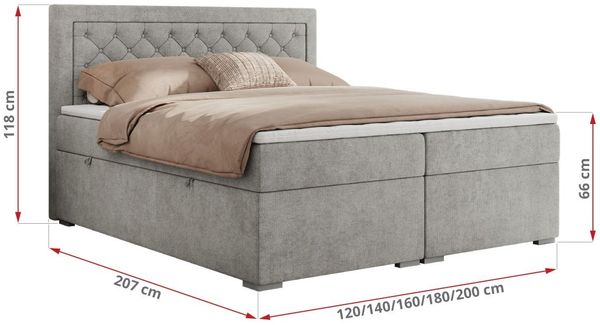 Boxspringbett, Modern Bett mit Multipocket-Matratze und zwei Bettkästen - JASIR - 140 x 200 cm - Hellgrau Stoff - H3 Bild 5