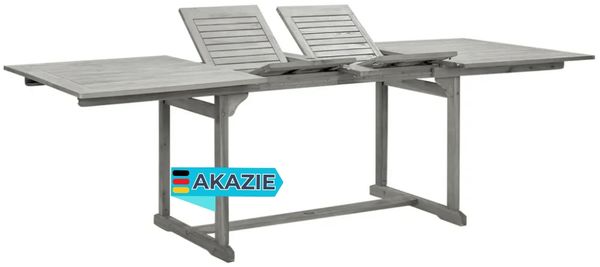 Garten-Esstisch VEGO Grau (160-240)x100x75 cm Massivholz Akazie Eckig | Gartentisch Holz klappbar Outdoortisch Terrassentisch verstellbar