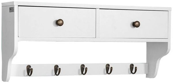 SoBuy FRG178-W Wandgarderobe, MDF, Lackiert, Weiß, 60 x 27 x 14 cm