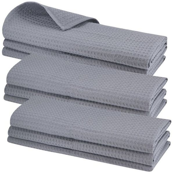 Engelland Geschirrtuch Poliertuch, (Vorteils-Set, 9-tlg, Waffel-Pique), 100 % Baumwolle, integrierte Aufhängeschlaufe, 70 x 50 cm