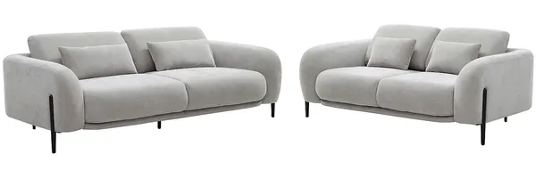 Vente-unique - ARAVIO Couchgarnitur Stoff Grau - B 102 cm x H 75 cm100 cm x L 170 cm210 cm