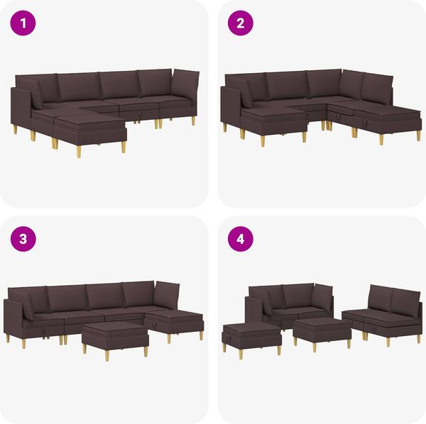vidaXL Modular Sofa Set mit Stauraum 6 pcs Dunkelbraun Stoff 3413697 Bild 9