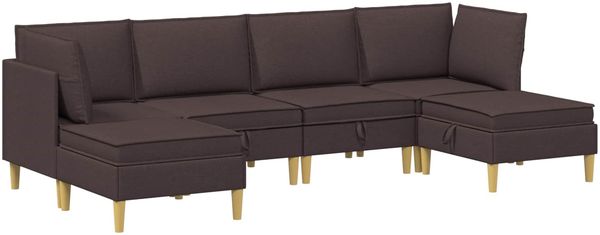 vidaXL Modular Sofa Set mit Stauraum 6 pcs Dunkelbraun Stoff 3413697 Bild 2