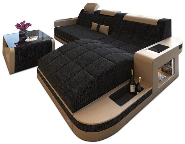 Sofa Dreams Ecksofa Polster Stoffsofa Couch Wave L Form H Strukturstoff Stoff Sofa