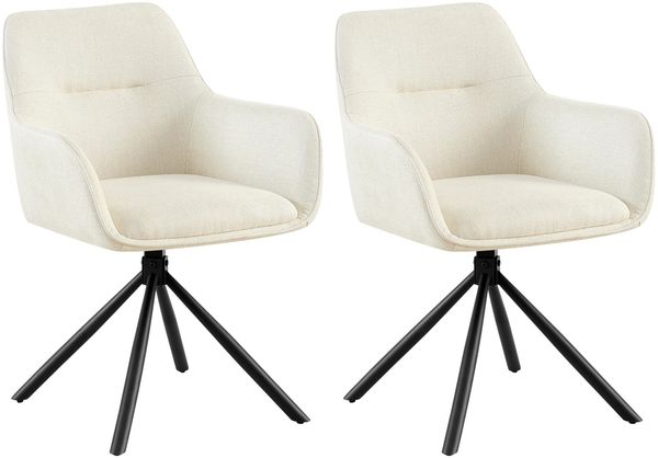 CLP 2er Set Stuhl Tipton Stoffbezug schwenkbar und mit Rückenlehne,creme
