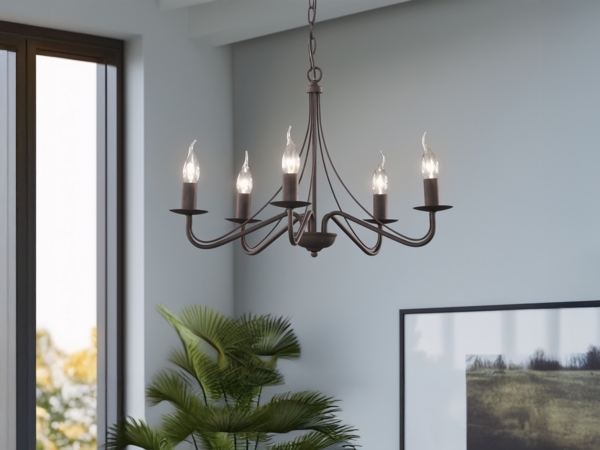 Kronleuchter COUNTRY Landhaus 5-flammig Metall in Rostoptik Ø 55cm