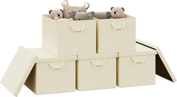 Woltu Aufbewahrungsbox (5 St, Set), mit Deckel, mit Griffen, faltbar