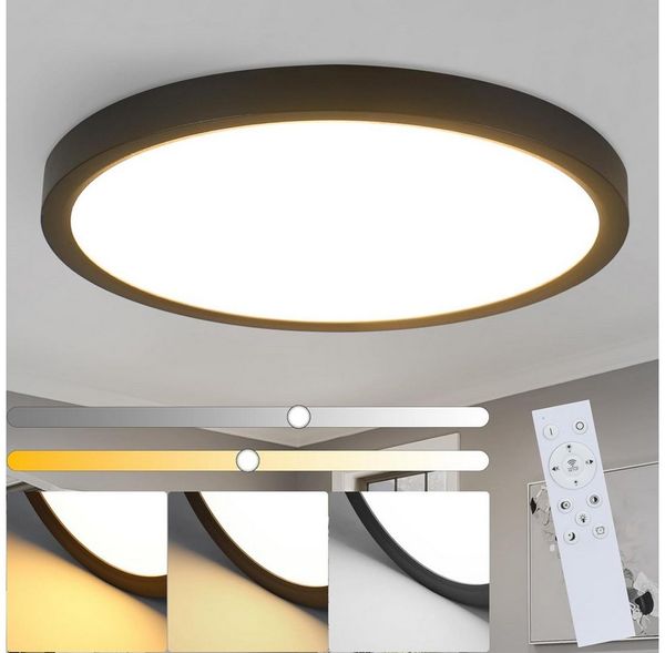 ZMH LED Deckenleuchte Modern 22/30 CM Schwarz&Weiß Deckenlampe für Wohnzimmer Flur Dimmbar, Hochwertige Design, LED fest integriert, Warmweiß-Neutralweiß-Kaltweiß, Schwarz Dimmbar