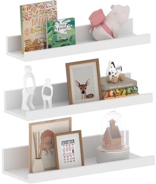 PFCTART Wandregal Wandboard ohne Bohren – 3er Set Acrylregal 27 cm Weiß, Küchenregal Wand & Badregal ohne Bohren – einfache Montage 3-tlg, Stark haftend & wasserfest – Wandregal für Bad & Küche