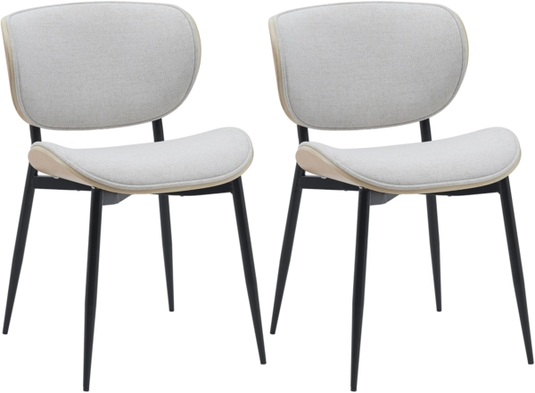 CLP 2er Set Esszimmerstuhl Enid mit Rückenlehne und Polsterung I Sessel,natura/creme Stoff