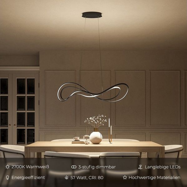 Neona LED Deckenleuchte AURORA Schwarz, LED fest integriert, Warmweiß