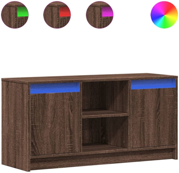 vidaXL TV-Schrank mit LED-Beleuchtung Braun Eichen-Optik 100x34x50 cm 852193