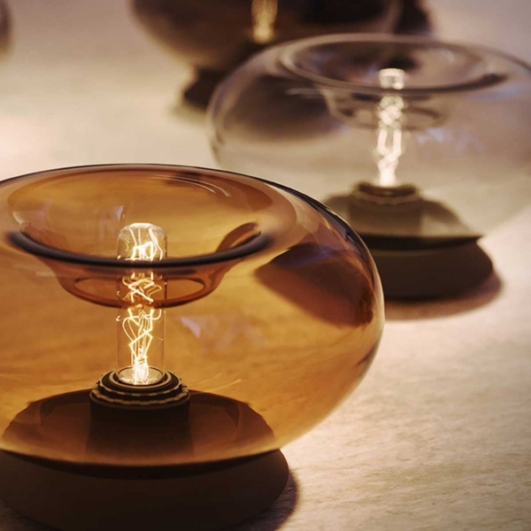 s.luce Cruet E27 Design Tischleuchte Glas mit Schalter Rauch Bild 5