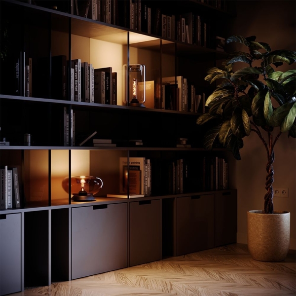 s.luce Cruet E27 Design Tischleuchte Glas mit Schalter Rauch Bild 3