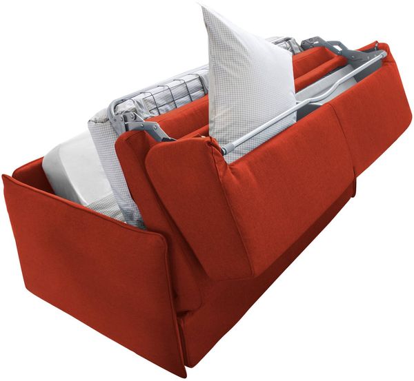 Dmora 2-Sitzer Schlafsofa Follina, Schlafsofa fürs Wohnzimmer, gepolstert, abnehmbar, 100 % Made in Italy-Qualität, 160x95 h90 cm, Orange Bild 5